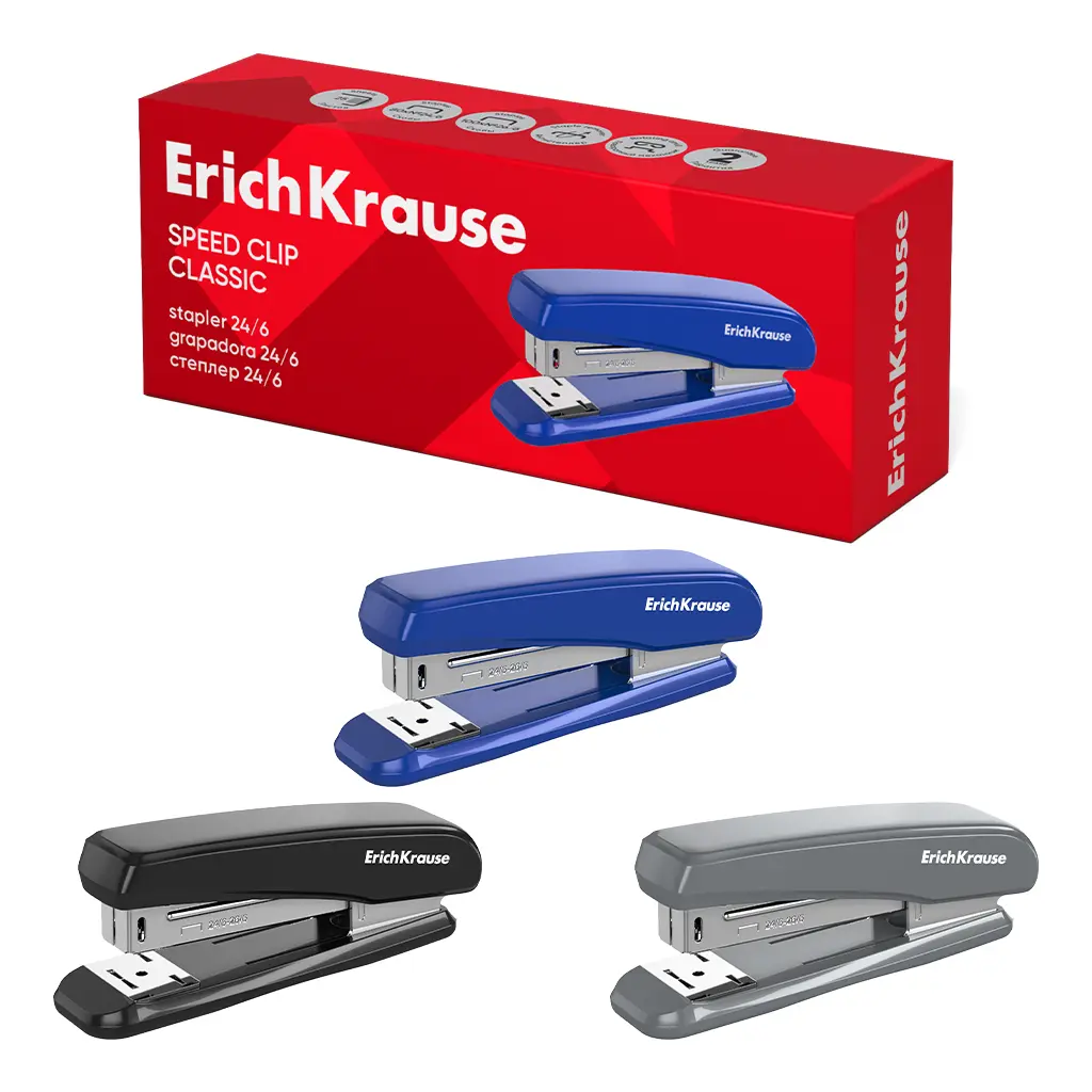 ERICH KRAUSE Stapler No 24/6 Speed Clip Classic 25 sheets 2434