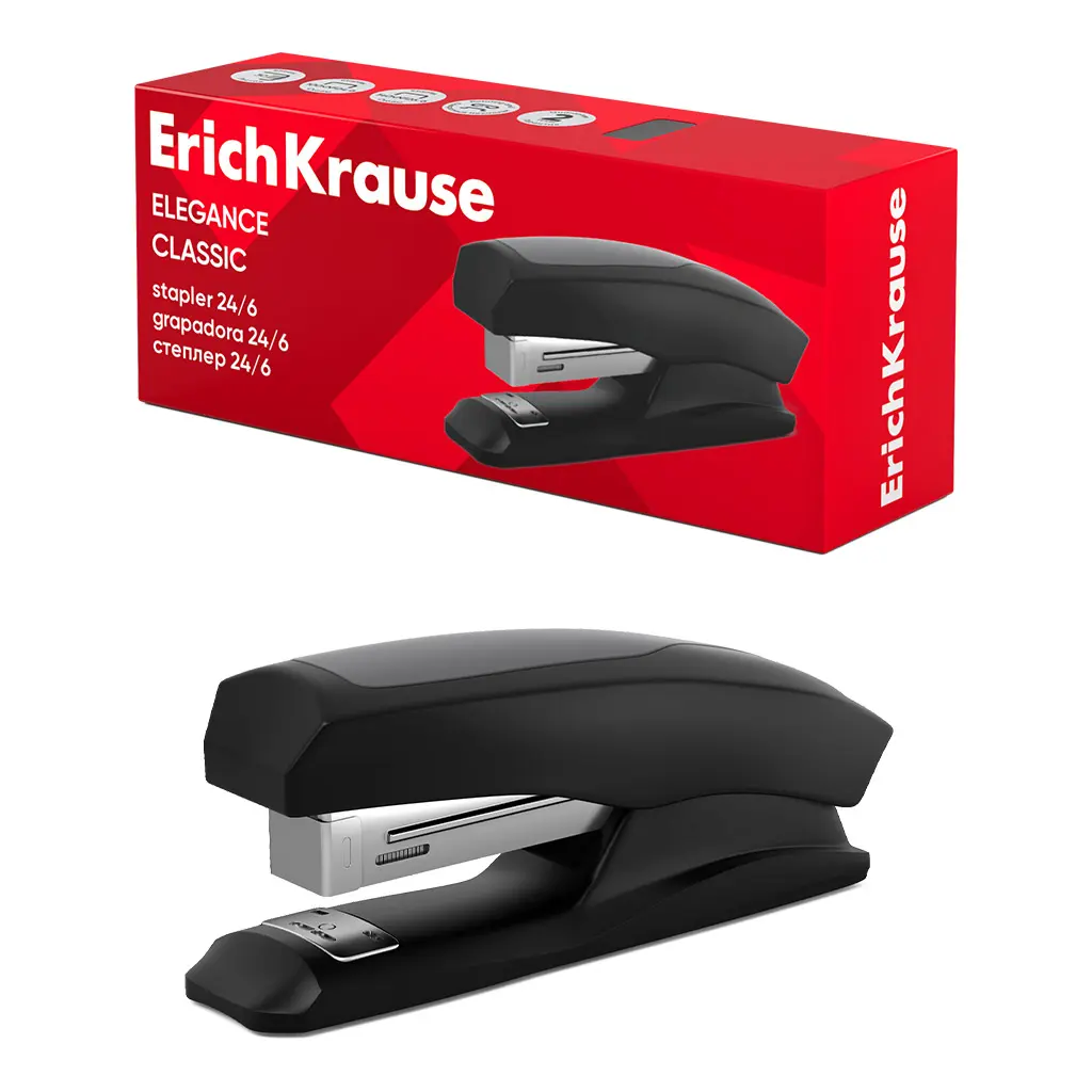 ERICH KRAUSE Stapler No. 24/6 Half-strip Elegance Classic Black 30 sheets 2241