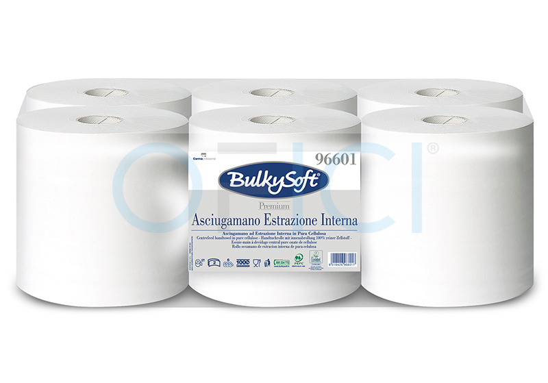 BULKYSOFT PREMIUM Centrefeed 2ply White Handtowel x 6 (150mtrs) 96601