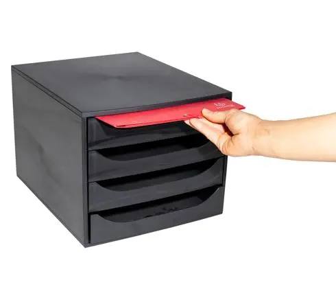 EXACOMPTA Eco Box Drawer Set 4 Drawers Office Black Black 228014D