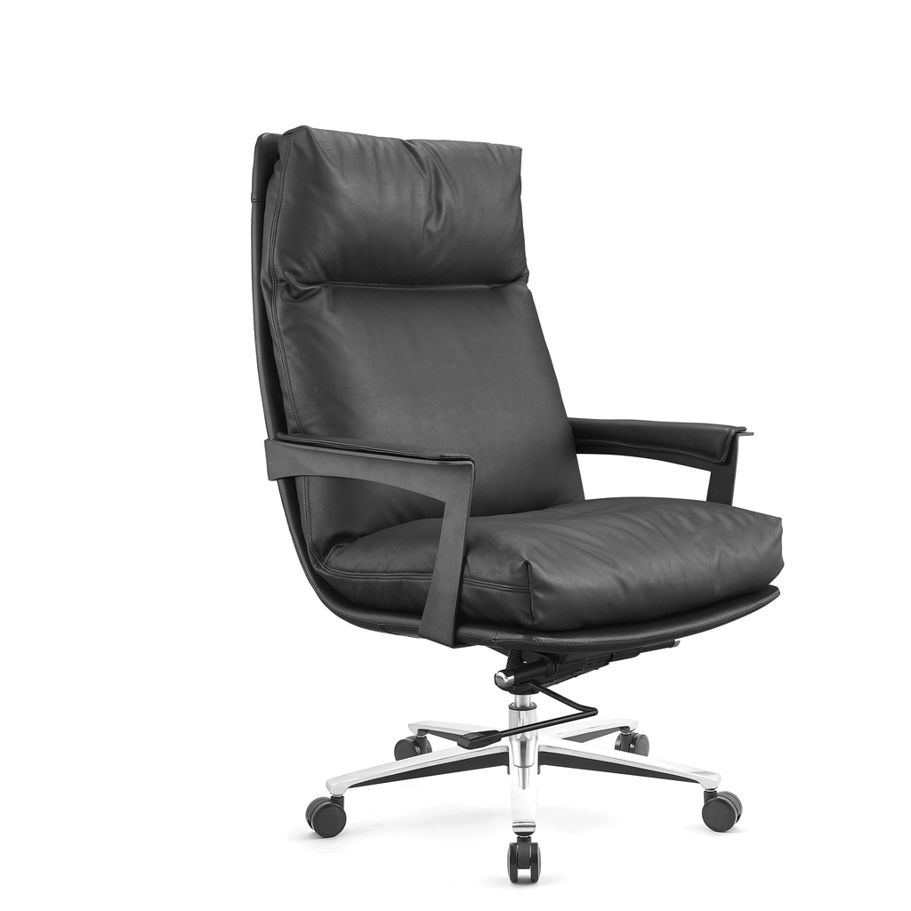 E209-H Swivel Chair High Back Black Syn. Leather with 350mm aluminium base