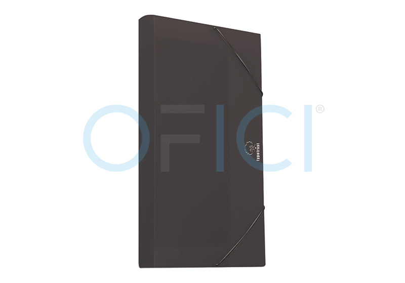 A4 PP Filing Box with Elastic Band 5cm Spine Black