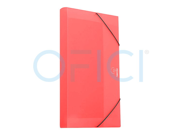 A4 PP Filing Box with Elastic Band 3cm Spine Red