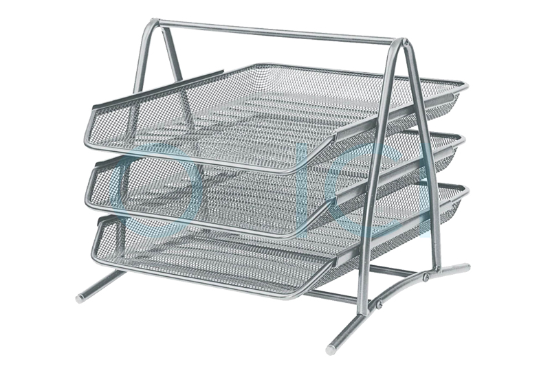 Desk Tray 3 Tier Wire Mesh SILVER 22514