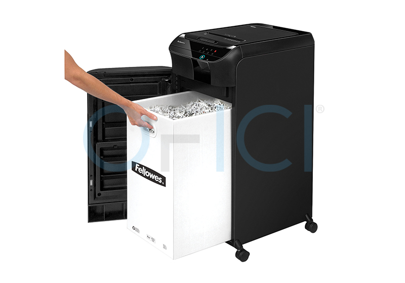 FELLOWES Automax Shredder 550C Cross Cut 496310. Ideal for departmental use (10+ users), built for high-capacity paper destruction.