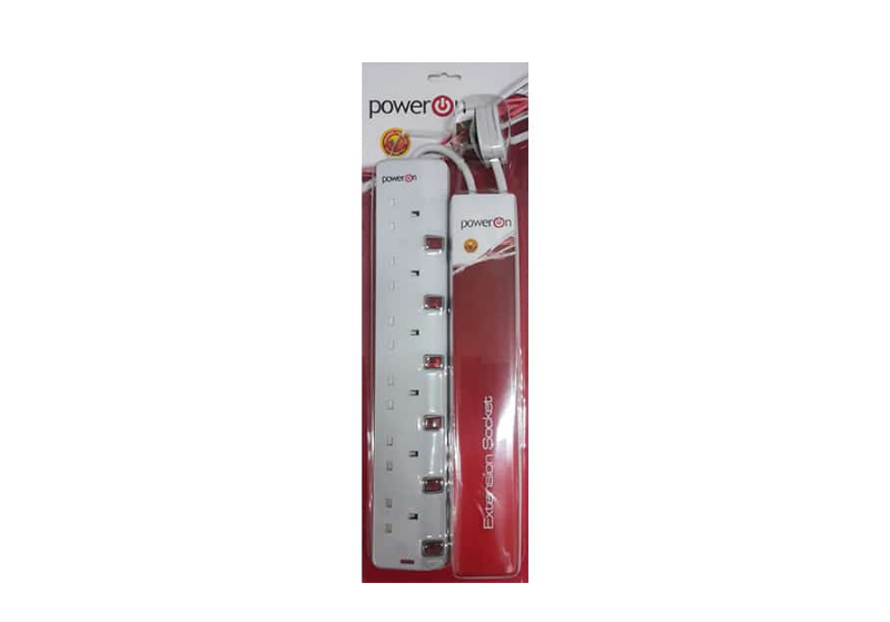 POWERON Electrical Extension by 6 Sockets with 5m cable 706N