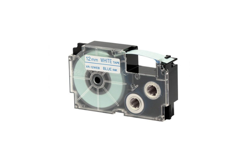CASIO XR-12WEB1-W-DJ 12mm Blue on White Label Cartridge