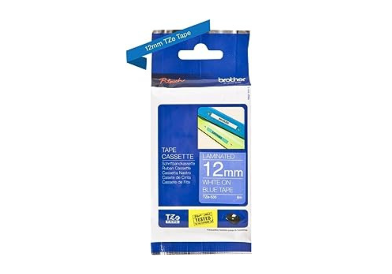Brother Tape P-Touch 12mm White on Blue TZ2535