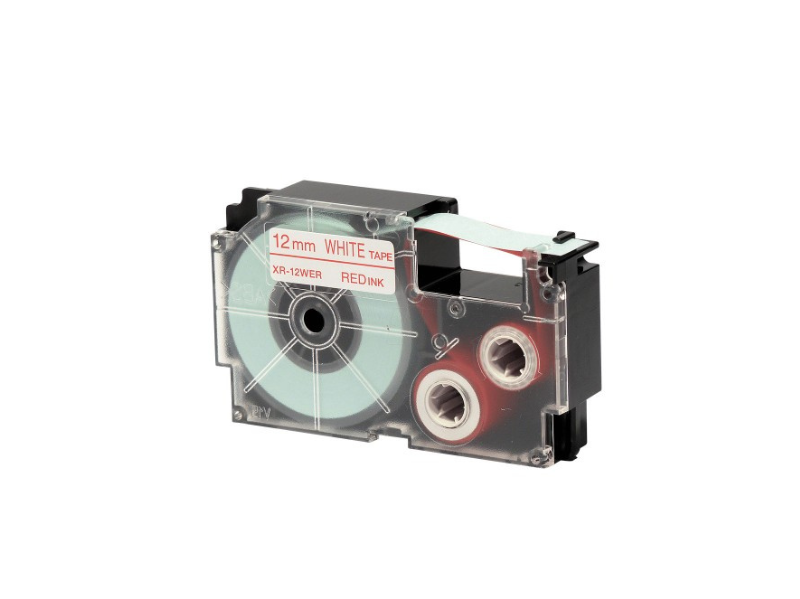 CASIO XR-12WER1-W-DJ 12mm Red on White Label Cartridge