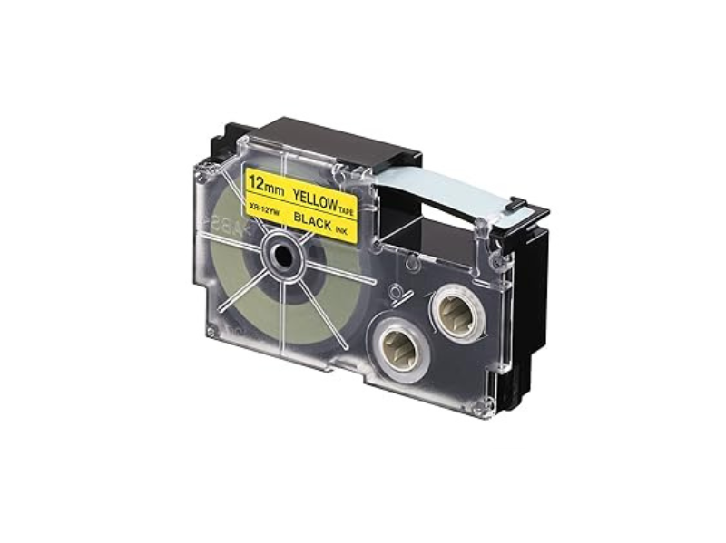 CASIO XR-12YW1-W-DJ 12mm Black on Yellow Label Cartridge
