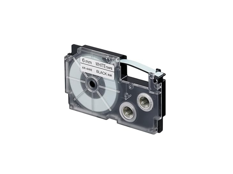 CASIO XR-6WE1-W-DJ 6mm Black on White Label Cartridge