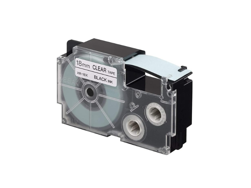 CASIO XR-18X1-W-DJ 18mm Black on Clear Casio Label Cartridge