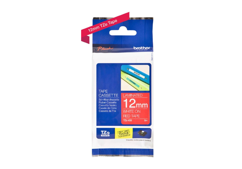 Brother Tape P-Touch 12mm White on Red TZ2435