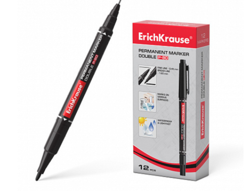 ERICH KRAUSE Double-sided permanent marker Dual Tip P-80 Black 48183