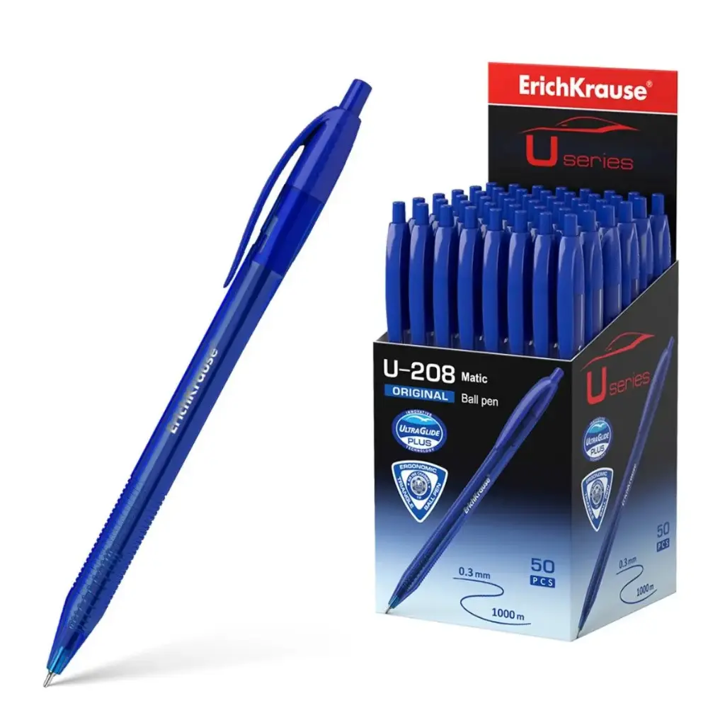 ERICH KRAUSE Retractable Ball Point Pen Ultra Glide Technology U-208 BLUE EK47602