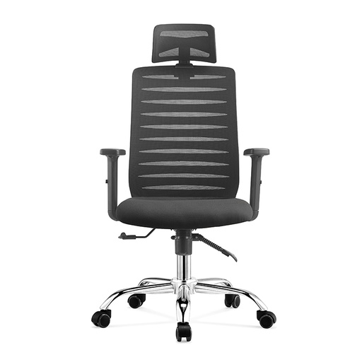 [ANGEL-H] ANGEL-H Swivel Chair with Black Fabric Seat & Black Mesh High Back adjust Arms with 350mm alum base