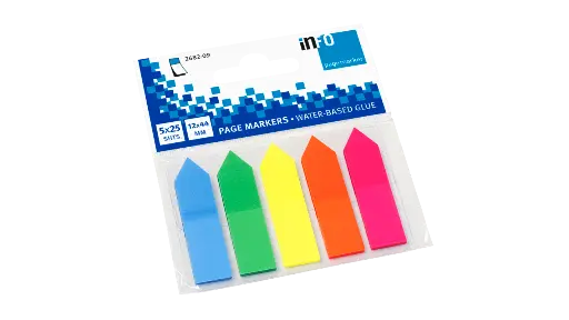 [2682-09] INFONOTES Page Marker Arrow 12x44mm 5 Neon Colour x 25 sheets 2682-09