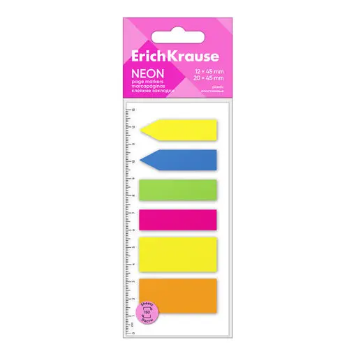 [61557] ERICH KRAUSE Neon Page Markers 12x45mm / 20x45mm 