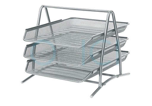 [EK22514] Desk Tray 3 Tier Wire Mesh SILVER 22514