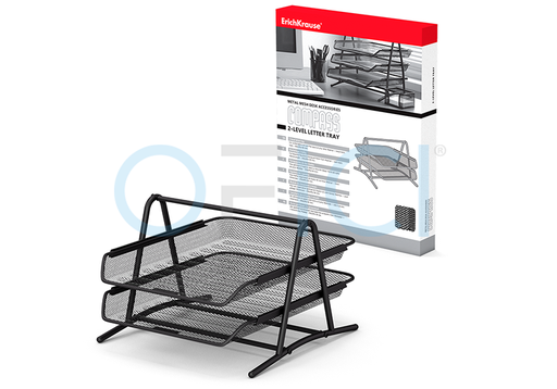 [22512] DeskTray 2 Tier Wire Mesh BLACK 22512