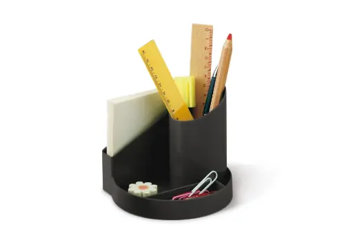 [20302] Desk Tidy Round with Paper holder Black 20302