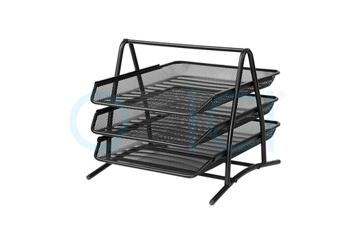 [EK22513] Desk Tray 3 Tier Wire Mesh BLACK EK22513
