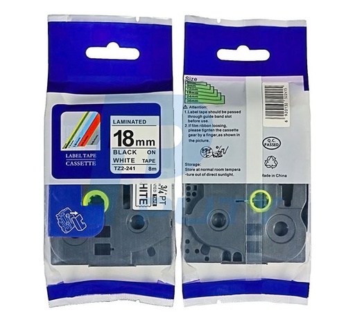 [BRO241] Brother Tape P-Touch 18mm Black on White TZ2-241