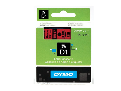 [45017] Dymo Tape 12mm x 7m Black on Red 45017 dm1