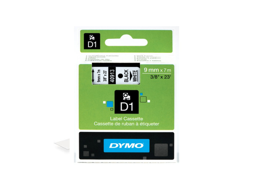 [40913] Dymo Tape 9mm x 7m Black on White 40913