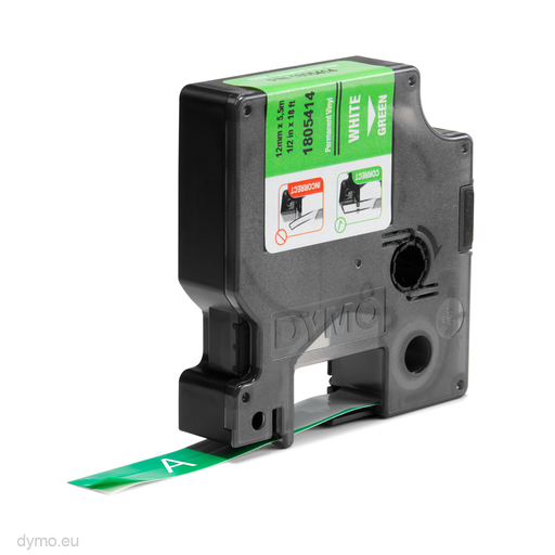 [1805414] RHINO 12mm Vinyl Tape White on Green 1805414