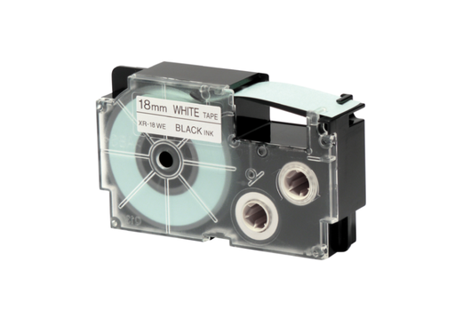 [XR-18WE1-W-DJ] CASIO XR-18WE1-W-DJ 18mm Black on White Label Cartridge  PT-18WE
