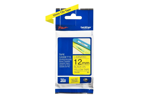 [BRO631] Brother Tape P-Touch 12mm Black on Yellow TZ2631