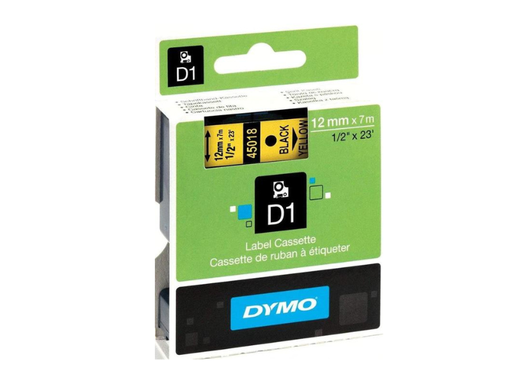 [45018] Dymo Tape 12mm x 7m Black on Yellow 45018 dm1