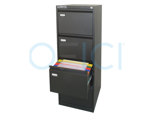 [4104] KUBO Filing Cabinet 4 Drawers Black 4104
